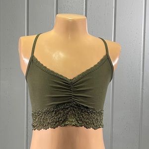 Adepto Girl’s Olive Green Lace Crisscross Sport Bra Sz M